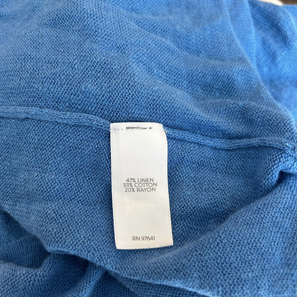 J. Jill Blue Linen Sweater Top Large Linen & Cotton Blend Lagenlook Breezy Boho - Picture 10 of 10